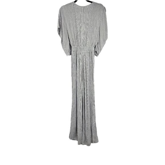 Audrey 3 Plus 1 Deep V Neck Tie Front Cut out Flutter Sleeve Wide Leg Jumpsuit - Picture 7 of 9